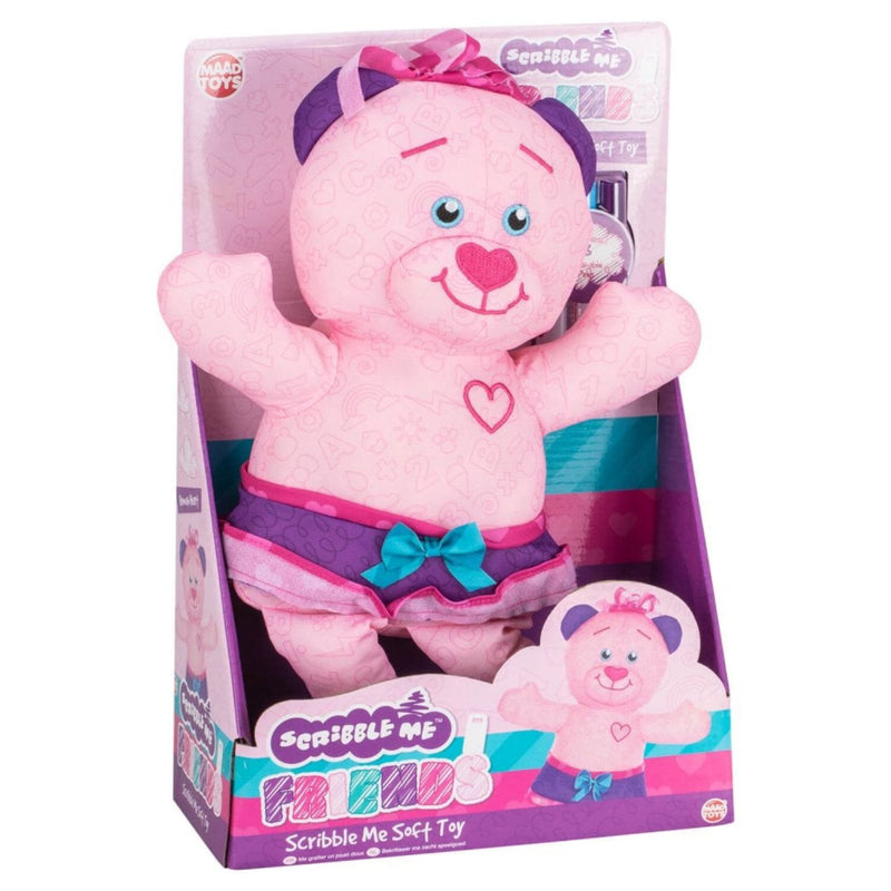 Scribble Me Friends Soft Bear Toy Pink