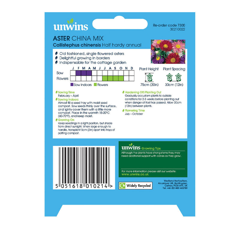 Unwins Aster China Mix Seeds