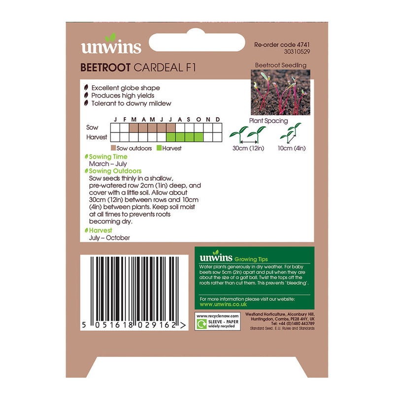 Unwins Beetroot Cardeal F1 Seeds