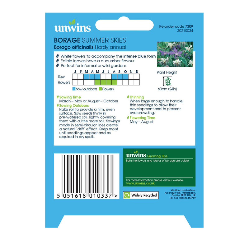 Unwins Borage Summer Skies Seeds