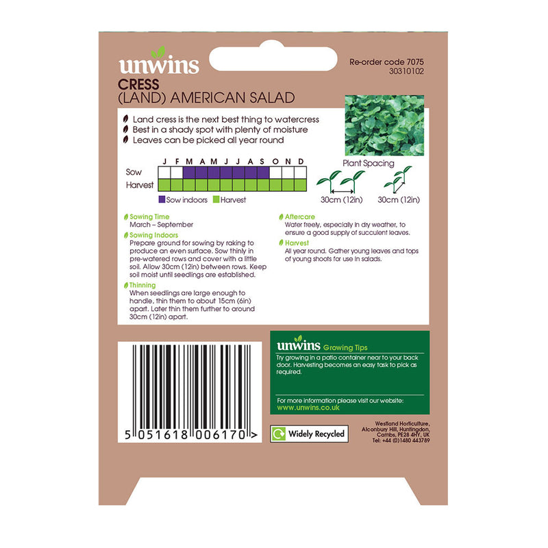 Unwins Cress Land American Salad Seeds