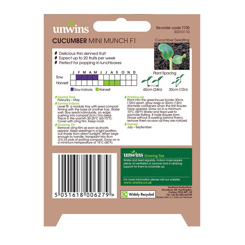 Unwins Cucumber Mini Munch F1 Seeds