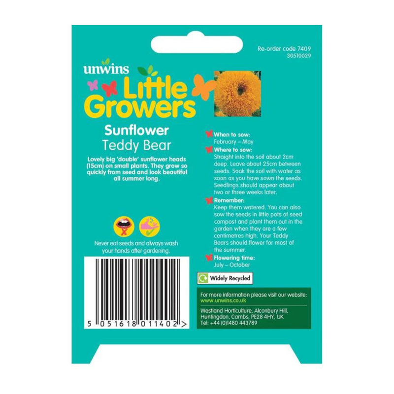 Unwins Little Growers Teddy Bear Sunflower Seeds