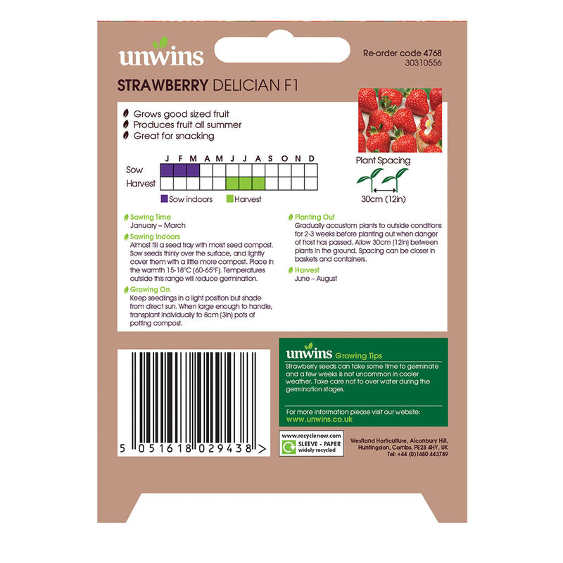 Unwins Strawberry Delician F1 Seeds