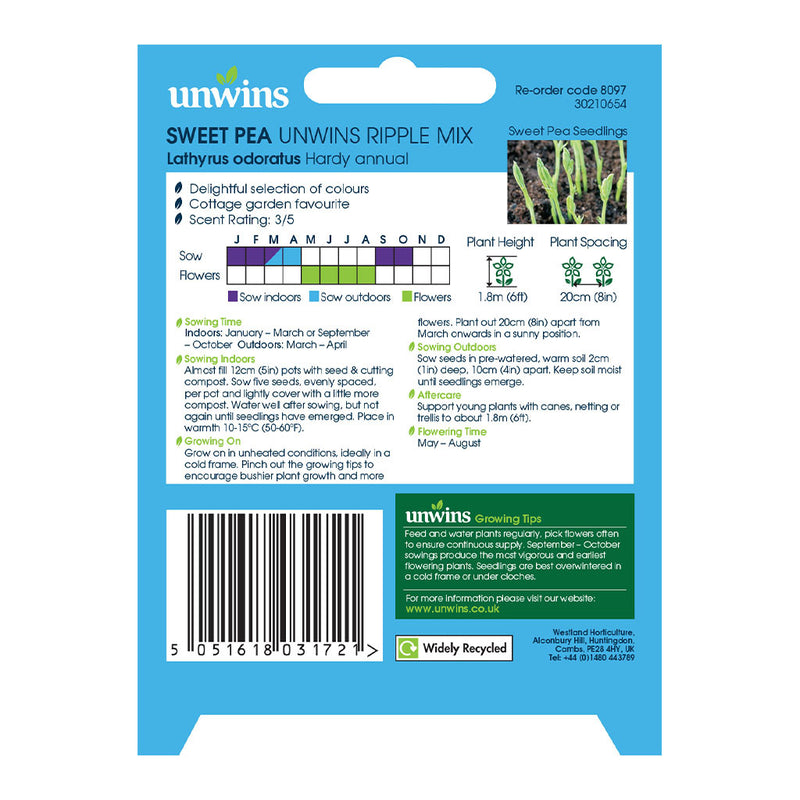 Unwins Sweet Pea Ripple Mix Seeds