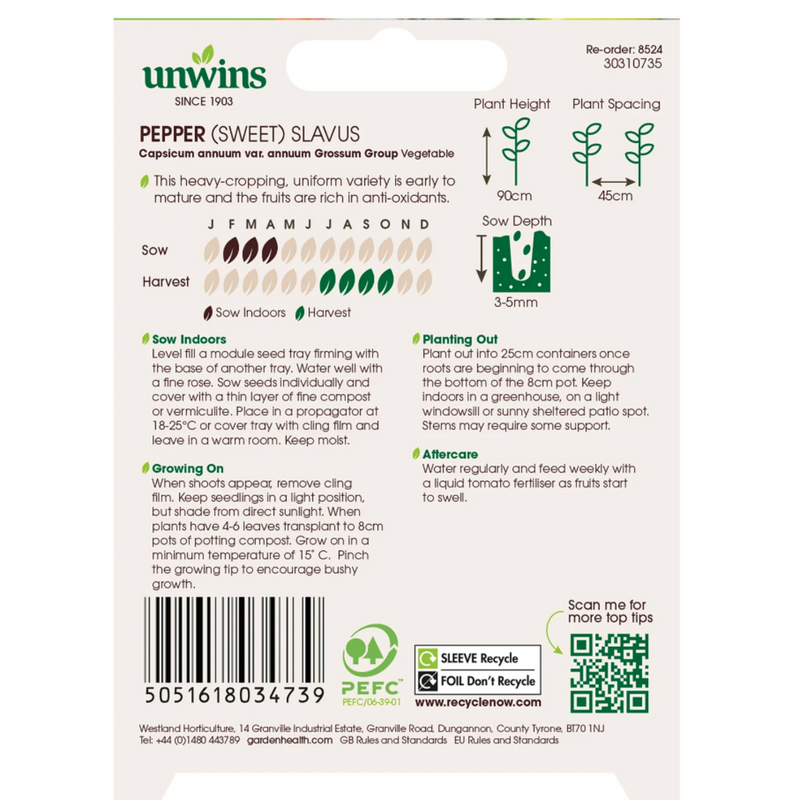 Unwins Sweet Pepper Slavus Seeds